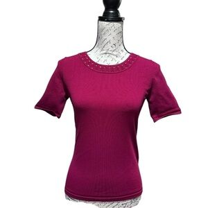 WHBM Deep Red Short Sleeve Top Size XS